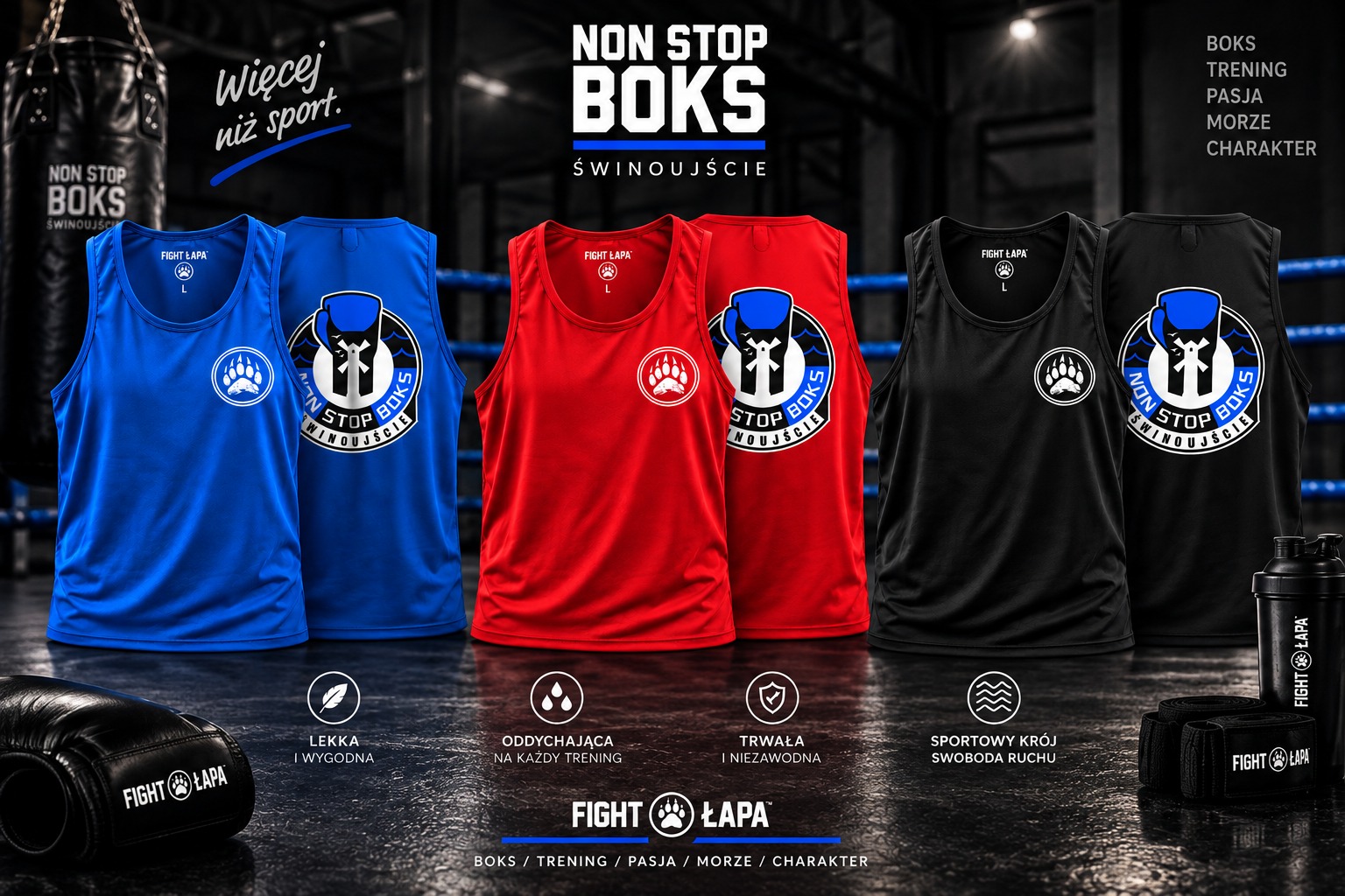 Koszulka bokserska tank top FIGHT ŁAPA x Non Stop Boks treningowa